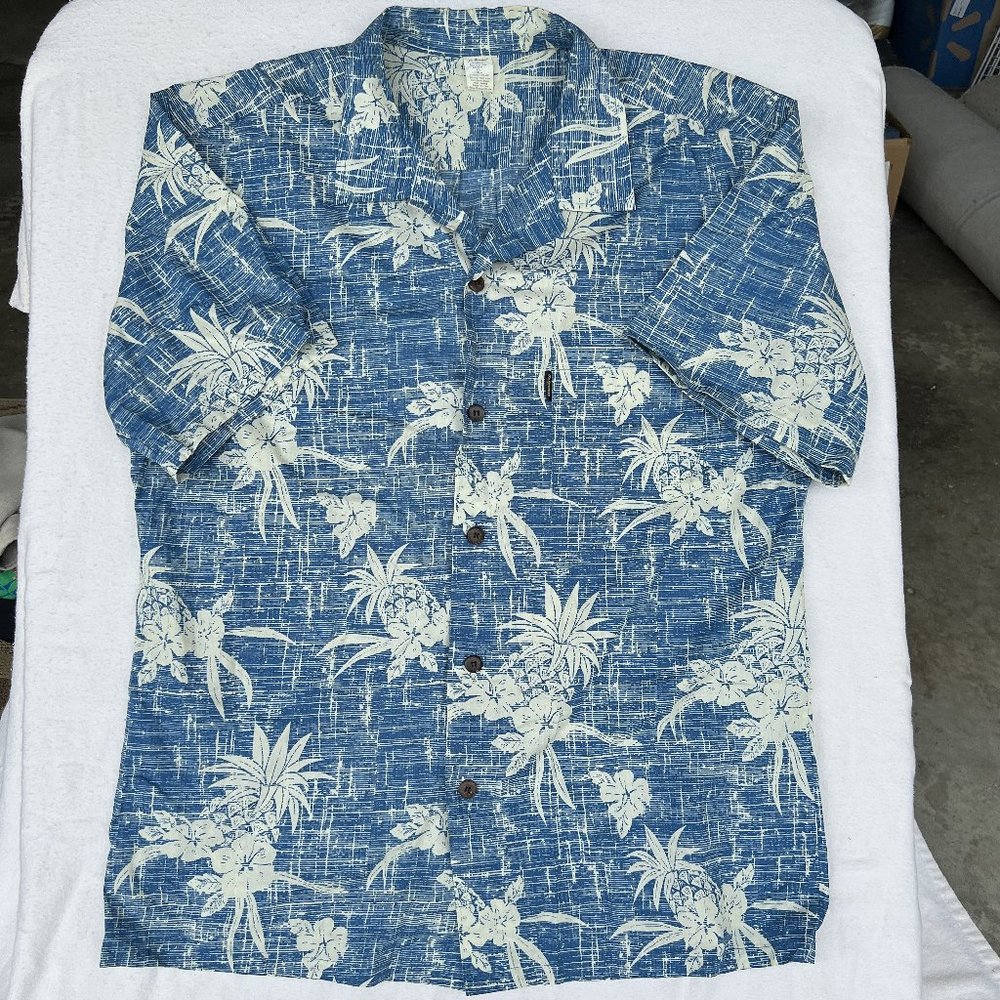 Palmwave Hawaii 100% cotton men's button down short sleeve pocket shirt Size XL
